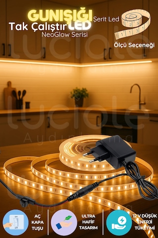 4 Metre Neoglow Serisi Led Şerit Işık 3200k Günışığı Tonlu 60 Çipli 12v Prizli Aydınlatma 4 Metre Neoglow Serisi Led Şerit Işık 3200k Günışığı Tonlu 60 Çipli 12v Prizli Aydınlatma