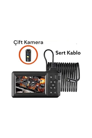 20 Metre Endoskop Ekranlı Yılan Kamera 8mm 1080p Sert Kablo