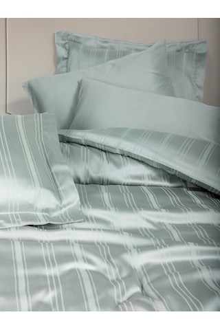 Cotton Box Smart Bambu Saten Çift Kişilik Nevresim Takımı Stripe Mint