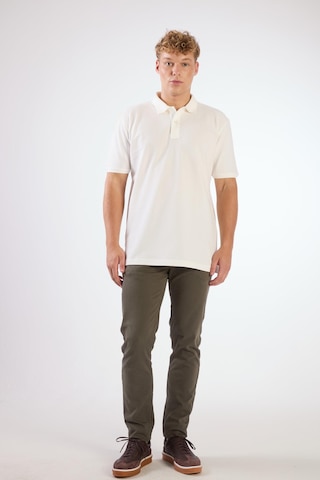 Dufy Beyaz Polo Yaka Pamuklu Düz Renk Slim Fit Erkek T-shirt Beyaz