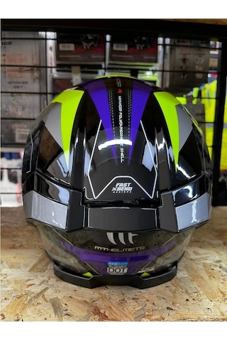 Mt Helmets Mt Thunder 4 Sv Valıant B2 Motosiket Kaskı Parlak Gri - Mor - Sarı