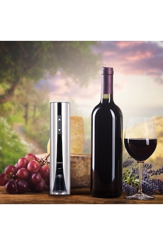Ranyeek Stainless Steel Usb Şarjlı Elektrikli Şarap Şişe Açıcı - 60 Şişe Kapasitesi Ve Kağıt Kesici Gümüş Gümüş