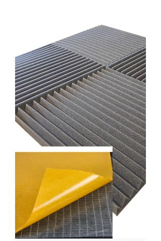 Zigzag Akustik Ses Yalıtımı Süngeri Kendinden Yapışkanlı40mm50x50