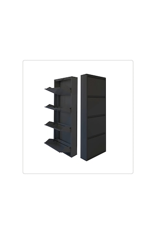 4'lü Metal Ayakkabılık - Siyah