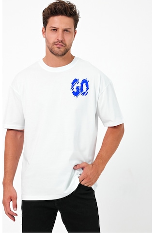 Urbantrendstore Go Away Unisex Sade Basic Yazlık Beyaz Tshirt Oversize Fit Rahat Geniş Salaş T-shirt Günlük Tişört