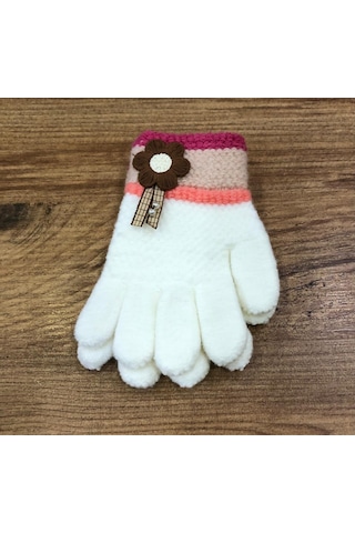 Kitti 3-6 Yaş Kız Çocuk Örme Eldiven K25220-02 Ekru