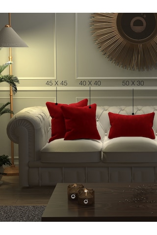 Br Yakamoz Kırmızı Renk Kırlent , Yastık Kılıfı Kadife Görünümlü Velvet Touch Serisi Kırmızı