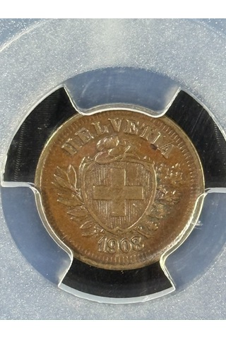 Pcgs Ms62bn 1908 B İsviçre 1rap Sertifikalı Nfc Çipli Özel Koleksiyon Parası
