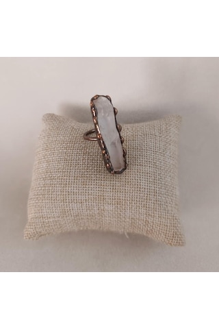 Hdmarketim Doğal Kuvars Drusy Taş Çelik Ayarlanabilir Unisex Yüzük Çok Renkli