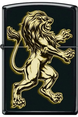 Arslan Aslan Benzinli Lazer Silinmez Resimli Çakmak Dolu Zippo Tarzı Metal Hediyelik İsim Yazılır Siyah