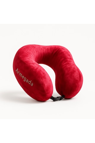 Armegeda Pembe Memory Foam Boyun Destekli Seyahat Yastığı U Şekilli Yastık Wine Red