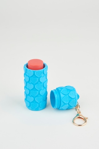 Vivaq Kalp Desenli Bebe Mavi Ruj Lip Gloss Kılıfı 3d Baskı Charm Çanta Aksesuarı Anahtarlık