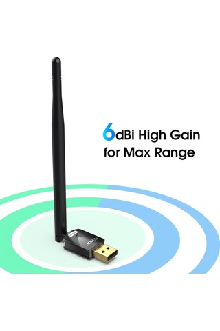 Pc İçin Usb Wifi Adaptörü, Masaüstü Dongle Gain 6dbi Anten Desteği, Masaüstü Dizüstü Bilgisayar Desteği, Windows 10/8/7/xp/, Mac 10.6-10.11 İle Uyumlu Sku: Smg8690010129017