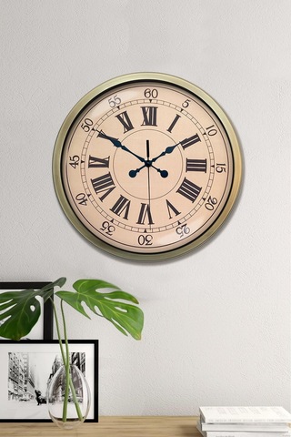 Nostalji Stil 40 Cm Metal Eskitme Duvar Saati