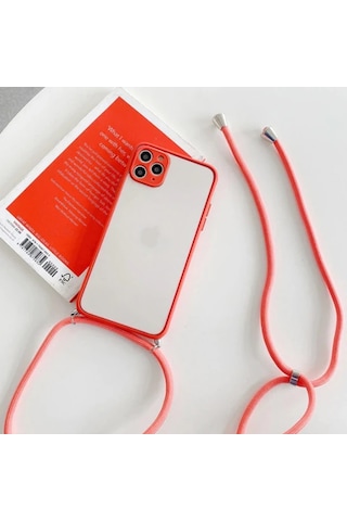 Ally Apple iPhone Uyumlu iPhone 11 Pro Max 6.7 Askılı Koruyucu Silikon Kılıf- 5775 Kırmızı