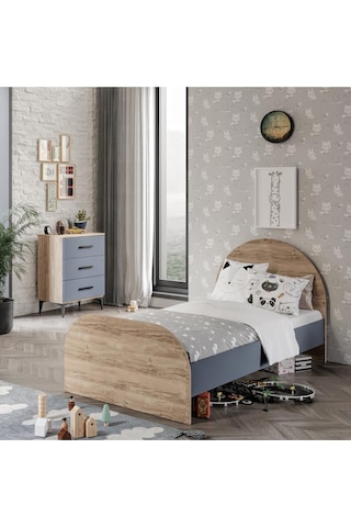 İzmir Cocuk Odası Takımı Tamamı Mdf Aynalı 3 Parça Antrasit - Flora