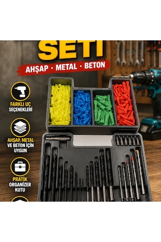 24 Parça Matkap Ucu Seti Organizer Kutulu Ahşap Metal Beton Delme Seti 32006037