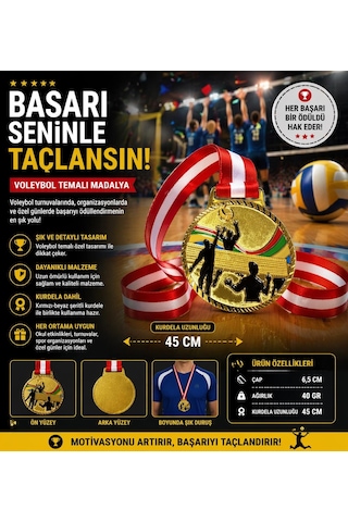 Avessa Mad-vol-2 Voleybol Figürlü Madalya 6,5 Cm Çok Renkli