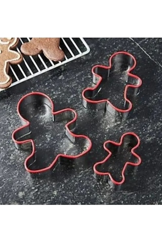 Yılbaşı Noel Gingerman Bebek Zencefilli Kurabiye Adam Kalıp Metal Kopat Metalik