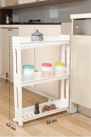 Arvale 3 Katlı Tekerlekli Çok Amaçlı Mutfak Banyo Organizeri Genel