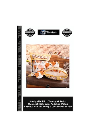 Fikir Yumuşak Doku Oyuncak Saklama Pudding Peluş Yastık - 8 Mini Peluş - Oyuncaklı Yastık Diğer