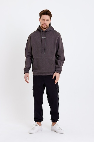 Jahr Marc Koyu Gri Nakışlı Oversize Erkek Sweatshirt Koyu Gri