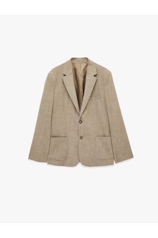 Koton Uzun Kollu Viskon Karışımlı Cepli Düğmeli Mono Yaka Slim Fit Blazer Ceket Kahverengi 6sam50006nw