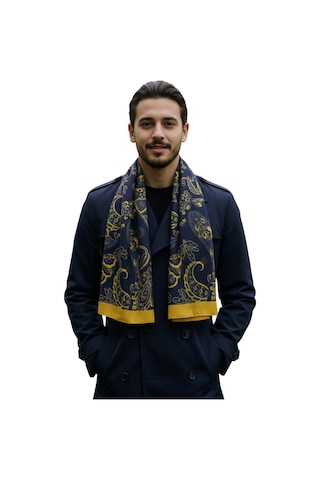 Fenerium Fenerbahçe Saadettin Saran Desenli Kaşkol Uv Kutu Sarı - Lacivert