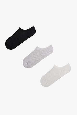 Penti Diamond Jacquard 3lü Sneaker Çorabı Siyah - Beyaz