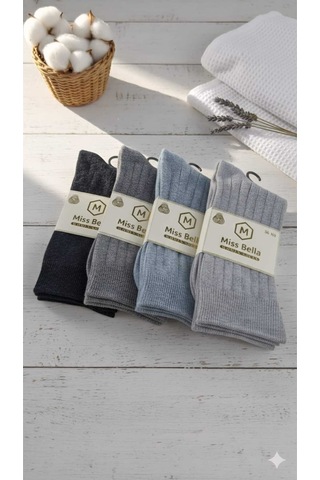 Lambswool - Penye Karışım Kadın Çorabı 36-40 Numara Asorti 4'lü Set Set 2