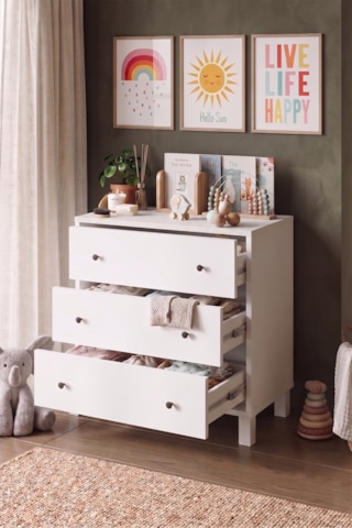 Robin Home Lena Bebek Çocuk Odası Takımı 3 Çekmece Şifonyer Gardrop Gardırop Beyaz