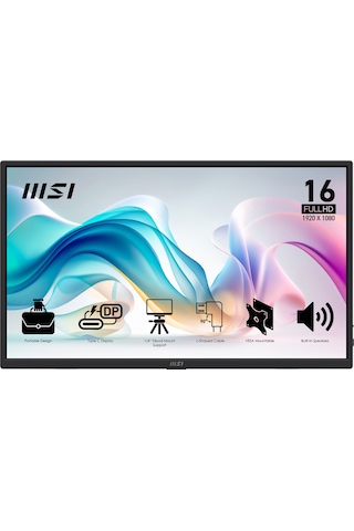 MSI 15.6 PRO MP165 E6 1920x1080 (FHD) 16:9 FLAT IPS 60HZ 4MS PORTATIF MONITOR