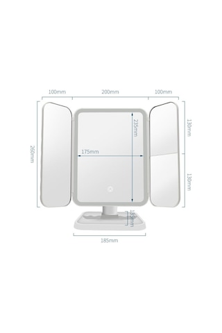 Ctbx Üç Katlı Kare Makyaj Aynası