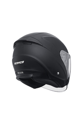 Motosiklet Yarım Açık Kask Güneş Vizörlü Motor Kask Mat Black Siyah