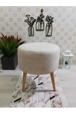 Yüksek Ayaklı Dekoratif Puf Kahve