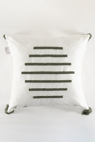 Koza Home Craft Yeşil Çizgi Desenli Püsküllü Boncuk Elyaf İç Dolgulu Kırlen Standart