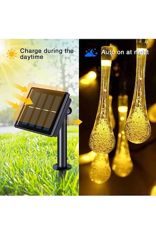 Solar 5 Metre 20 Led Günışığı Damlacık Işıkları, Güneş Enerjili Led Işıklar Dış Meka Standart