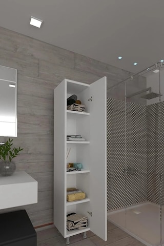 Makbulce Mimoza 5 Raflı Çok Amaçlı Banyo Dolabı Beyaz