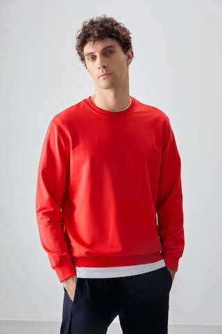 Tommy Life Fiesta Pamuk Yumuşak Dokulu Standart Fit Basic Erkek Sweatshirt - 88363 Kırmızı