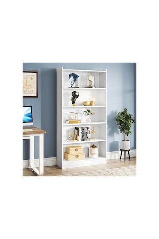 Mdf White Library Kitaplık Beyaz