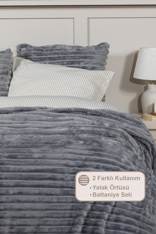 Elart Mateo Battaniye Seti Tek Kişilik Wellsoft 2 Parça 180x240 Cm Antrasit Antrasit