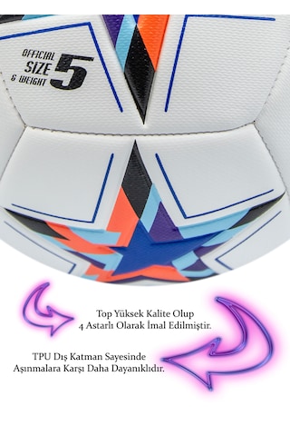 Şampiyonlar Ligi Futbol Topu Pompa Ve Tekmelikli 3'lü Set Sert Z Mor