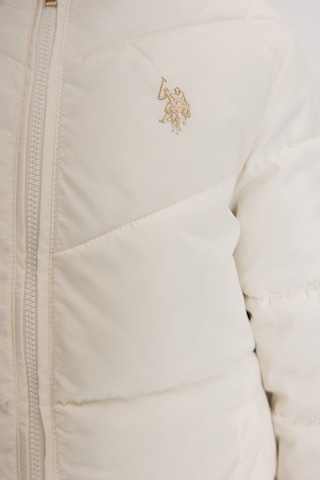U.S. Polo Assn. Kız Çocuk Krem Kapüşonlu Fermuarlı Kaban 50328232-vr256 İnci