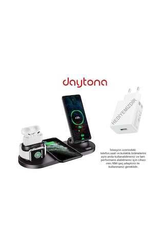 Daytona iOS Iwatch Airpods Apple Uyumlu iPhone Samsung Kablosuz Şarj Standı (487219479)
