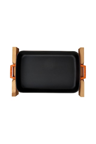 Lava Metal Döküm Dikdörtgen Tepsi Ve Altlığı, 26x40cm Sku: Smg8690010593696 Ahşap