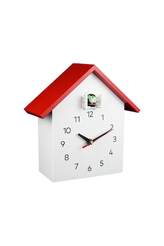 Ganzhoushop Suntek Saati Okul Ofis Modern Kuş Kırmızı İçin Guguklu Evi Ev Duvar Asılı Jx Kırmızı