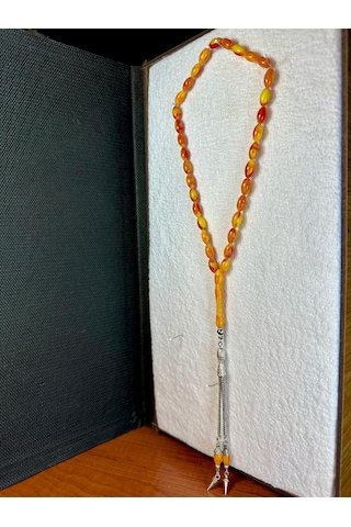 Toz Kehribar Tesbih Sarı-kırmızı T-235