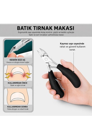 Valkyrie 6 Parça Batık Tırnak Makası Seti Profesyonel Pedikür Manikür Bakım Seti B5pp