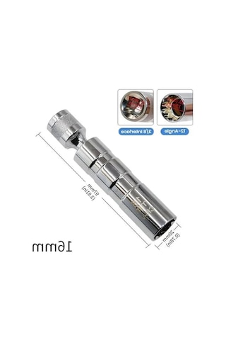 16 Mm Manyetik Buji Soket Anahtarı, 3/8 İnç Tahrik İle Esnek Kullanım Ve Kolay Montaj