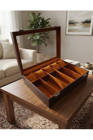 Suni Deri Kadife İç Yapılı Saat Gözlük Organizer